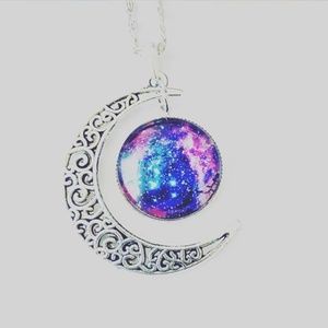 Galaxy Necklace, Crescent Necklace, Galaxy Pendant